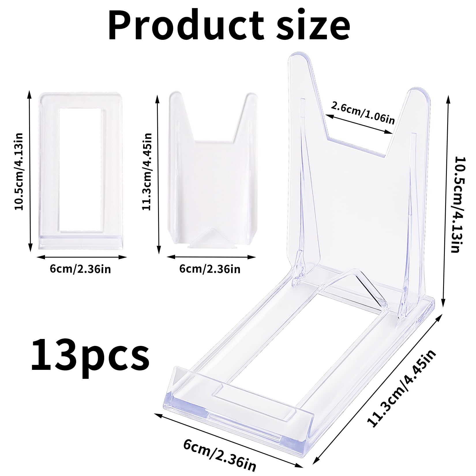 13 Pcs Clear Display Stands - Acrylic Plate Holders with Adjustable Easels for Mobile Phones, Photos, Cards, Books