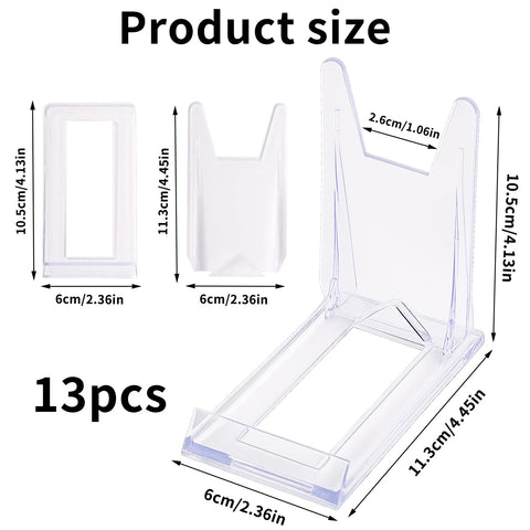 13 Pcs Clear Display Stands - Acrylic Plate Holders with Adjustable Easels for Mobile Phones, Photos, Cards, Books