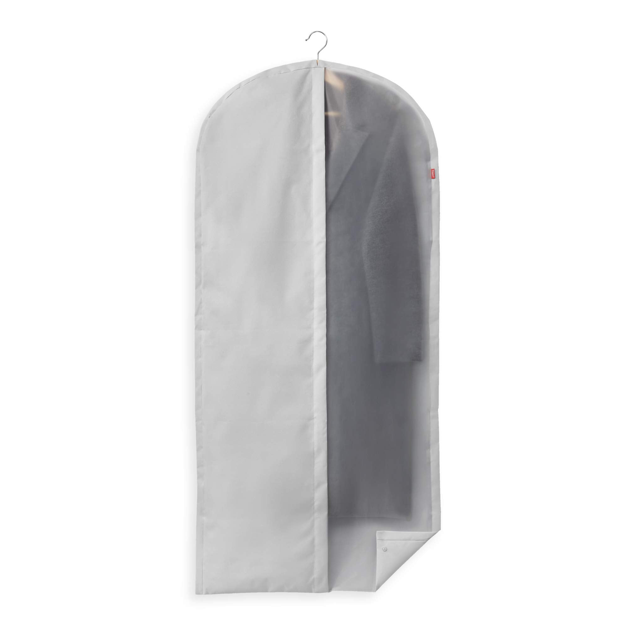 Rayen - Wardrobe clothes cover. Zip-up hanging suit cover. Dress cover resistant to dust, moisture and moths. 60 x 135 cm. Light Grey/Translucent