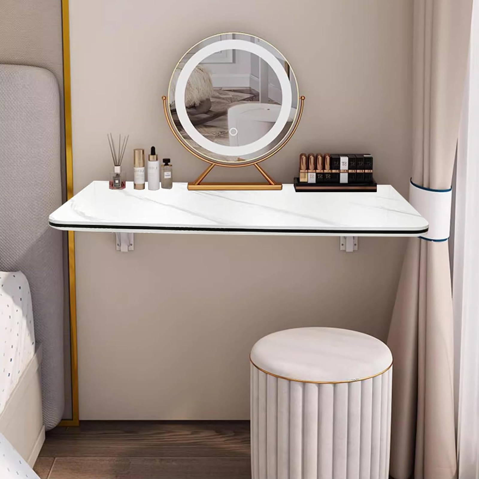 FGHDFH Wall Mounted Folding Table for Computer, Floating Desk for Wall Small Spaces