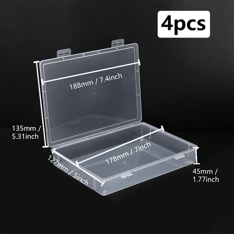 WYAN 4pcs Storage Boxes with Lids, Plastic Box, Stackable Storage Box, Clear Storage Boxes with Lids, for Home, Office, School, Storage of Sundries