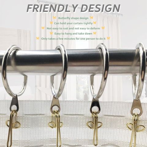 GZSYWZ 100 Pieces Curtain Hooks - Rustproof Metal Curtain Header Tape Drapery Hooks Heavy Duty Curtain Hooks Multi-Purpose Hooks Door Curtains Shower