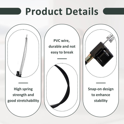 2 Pcs Replacement Recliner Chair Cable, Sofa Recliner Handle Metal Cable, Universal Fit with Spring Hook, Compatible with Massage Chairs