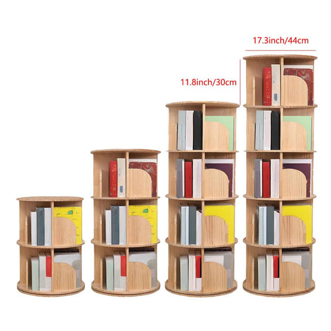 BRAVECOW Rotating Bookshelf 360 Display Floor Standing Wood Bookcase Corner Storage Rack for Adults Kids Multi-Functional Bookshelf Organizer (5tier)