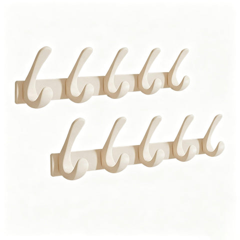 DHSUN Coat Hooks Wall Mounted 5 Hooks for Hanging Clothes Hat Keys Backpack Jacket Bathroom Towels Purse,Screw in Door or No Drill Wall for Closet