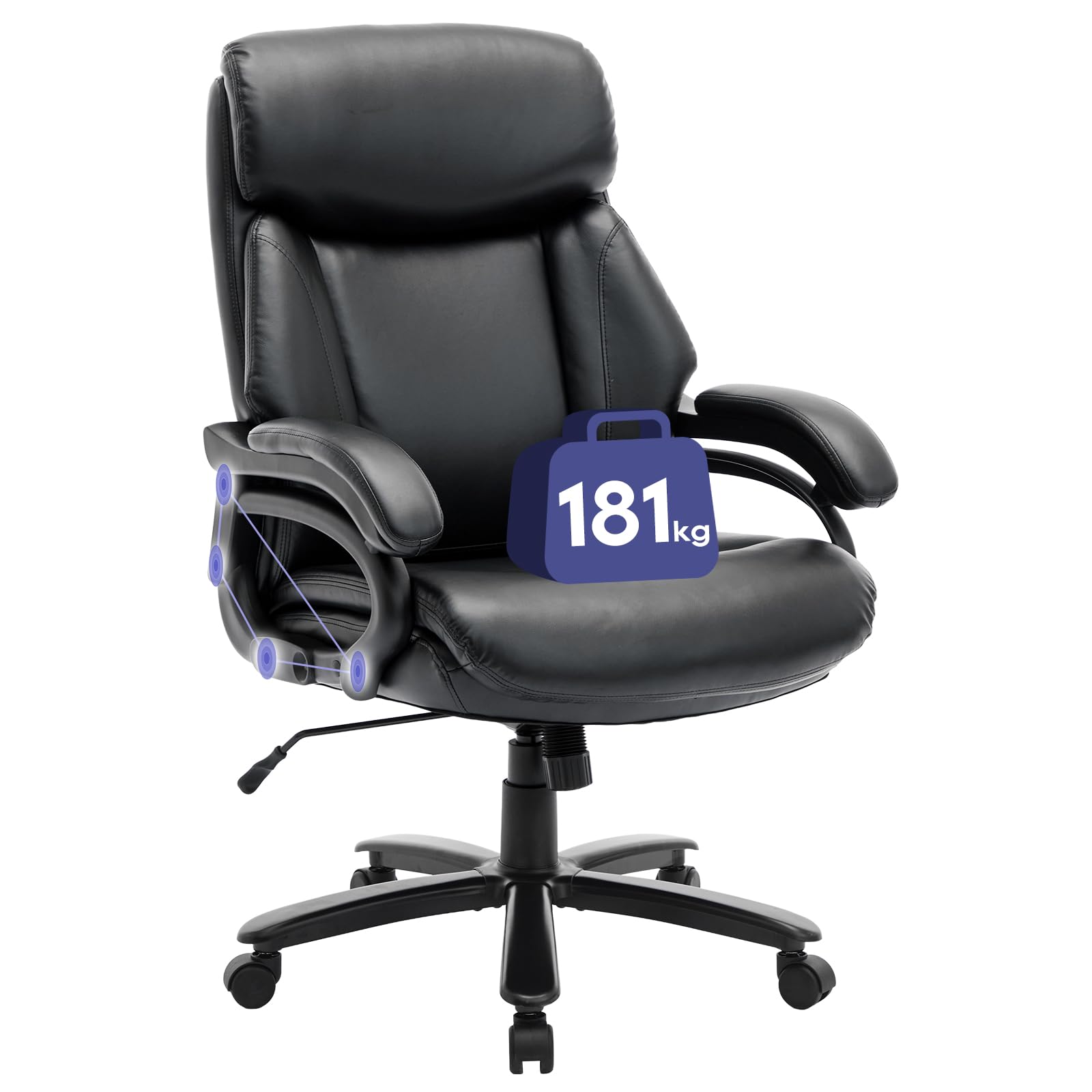 COLAMY Big and Tall Office Chair 400lbs, PU Leather Executive Office Chair for Heavy People