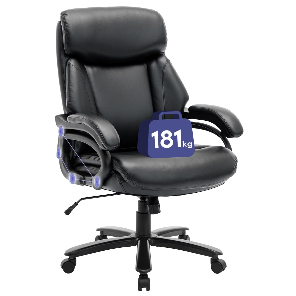 COLAMY Big and Tall Office Chair 400lbs, PU Leather Executive Office Chair for Heavy People