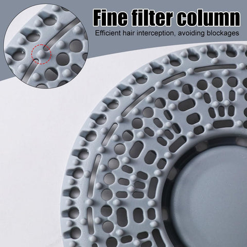 Shower Drain Hair Catcher, 2Pcs Silicone Shower Drain Cover Anti-Clog Hair Stopper Grey/White for Kitchen Bathroom Laundry