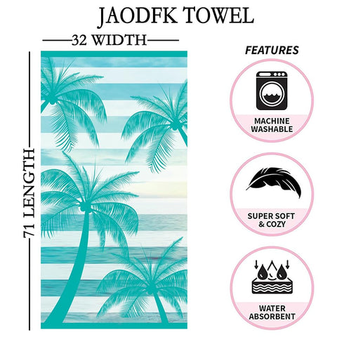 JAODFK Microfibre Beach Towel 71"X32" Quick Dry Lightweight Sand Free Extra Large Thin Towels Travel Essentials For Adults Womens Swim Bath