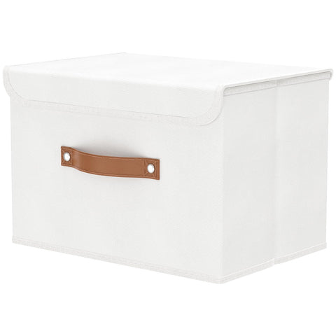OUTBROS Storage Boxes with Lids 1 Pack, Organiser 45x30x30 cm, White
