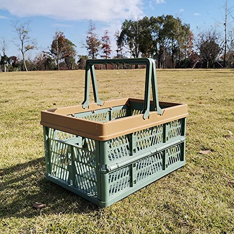Wuyue Hua Large Collapsible Storage Crates,Plastic Folding Storage Crates,Collapsible Crate with Handles Plastic Stackable Boxes for Bedroom, Office
