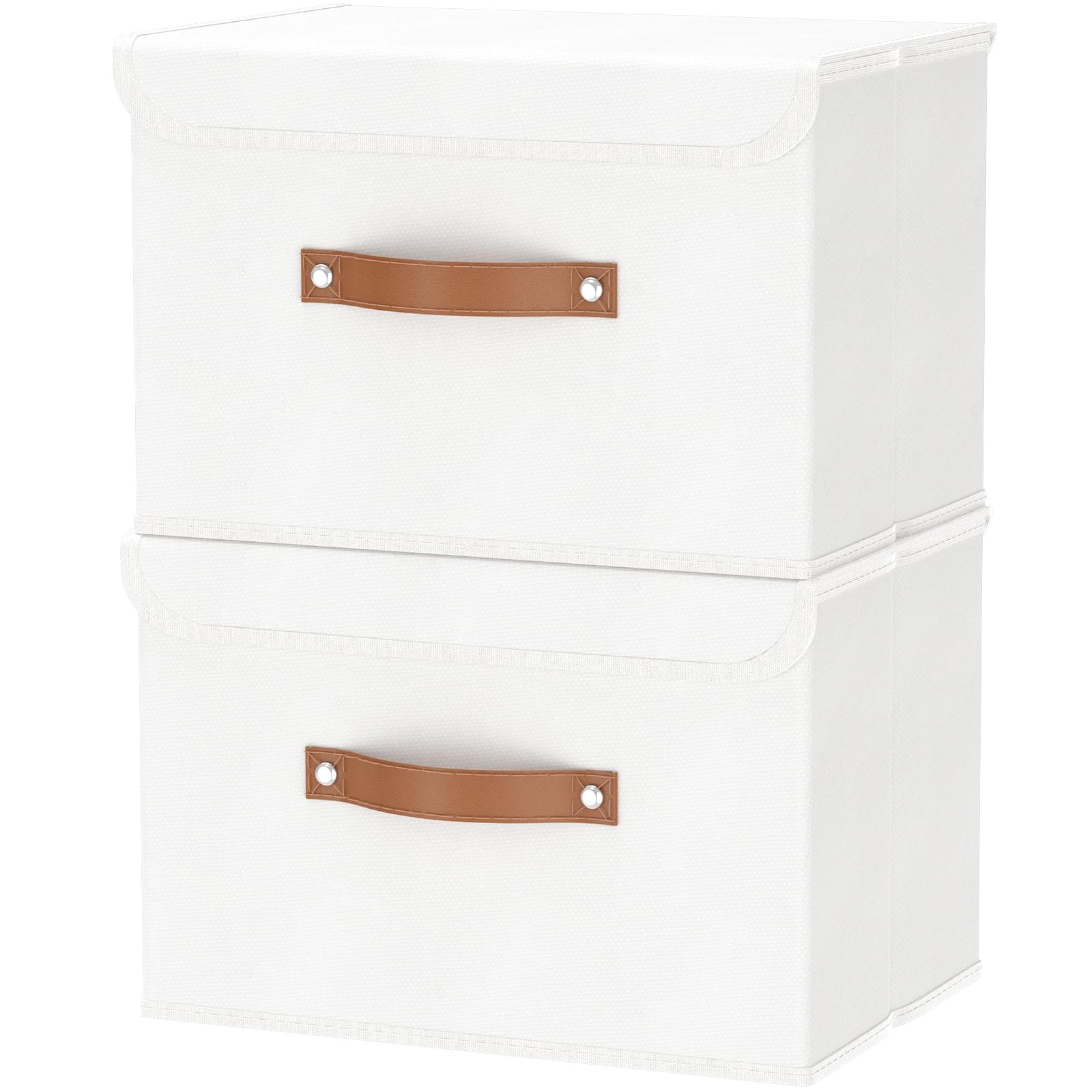 OUTBROS Storage Boxes with Lids 2 Pack, Organiser 45x30x30 cm, White