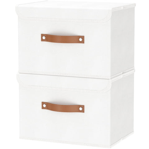 OUTBROS Storage Boxes with Lids 2 Pack, Organiser 45x30x30 cm, White