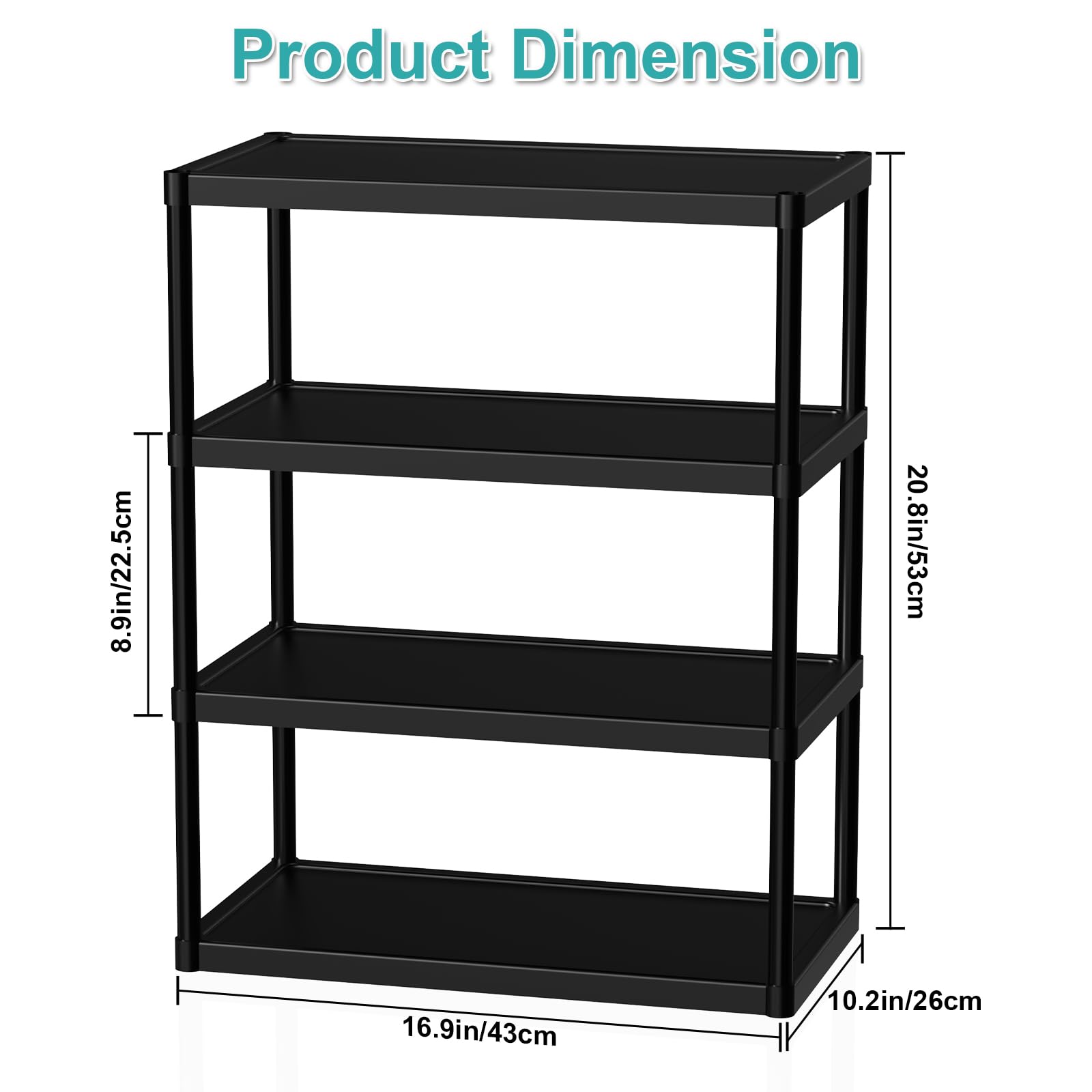 SZSHYNJ 4 Tier Double Row Small Shoe Rack, Slim Plastic Shoes Stand
