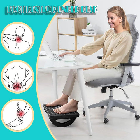 Cnwinu Foot Rest Under Desk,Ergonomic Adjustable Foot Rest Foot Stool with Massage Roller for Under Desk,Footrest Improved Pressure Relief