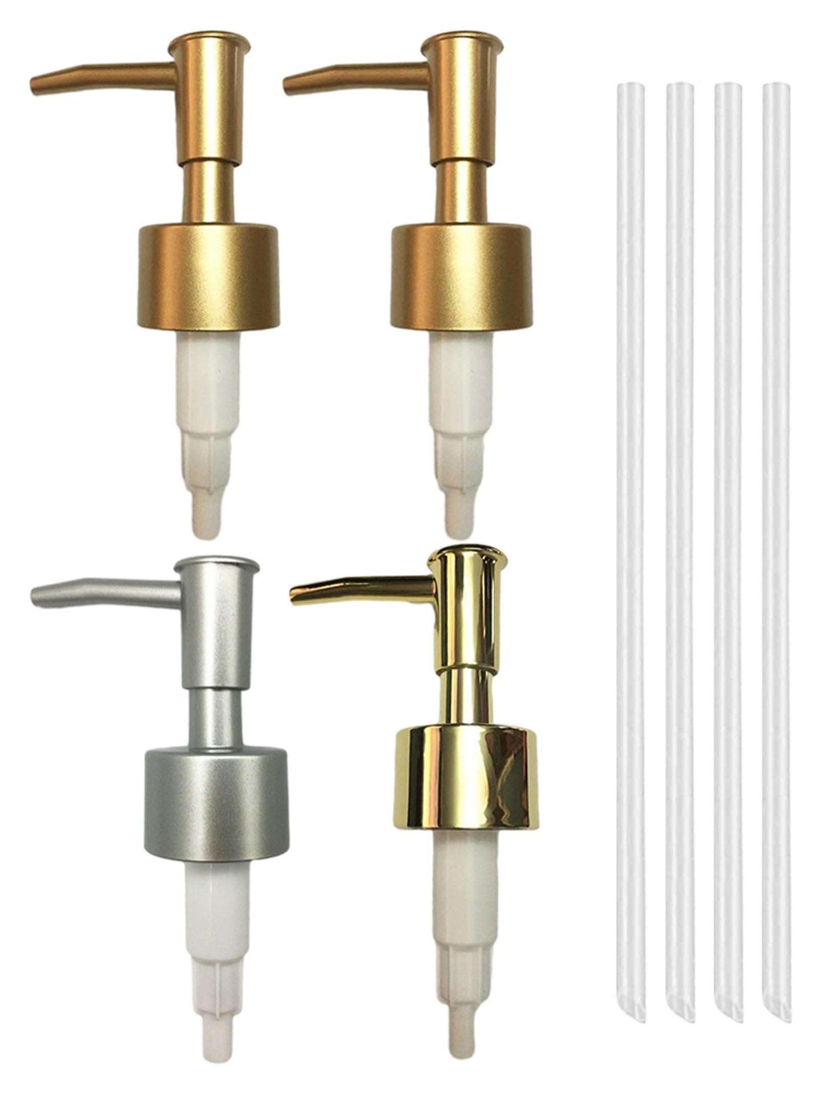 Soap Dispenser Pump Head Replacement, 4Pcs Lotion Dispensers Pump Heads with Tubes for 15 mm Thread Bottle, Spare Pump Bottle Dispenser for Kitchen