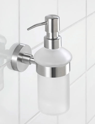 WENKO 19617100 Soap dispenser Bosio - Capacity: 0.2 l, Stainless steel, 7 x 18 x 11 cm, Matt