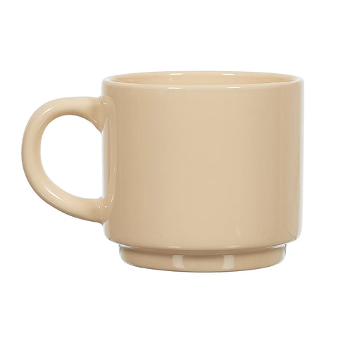 HOME DECO FACTORY, KA0500 Set of 4 Simple Cups with Stand, Durable Ceramic, Elegant and Practical Design, Ideal for Coffee and Tea, Neutral Colours