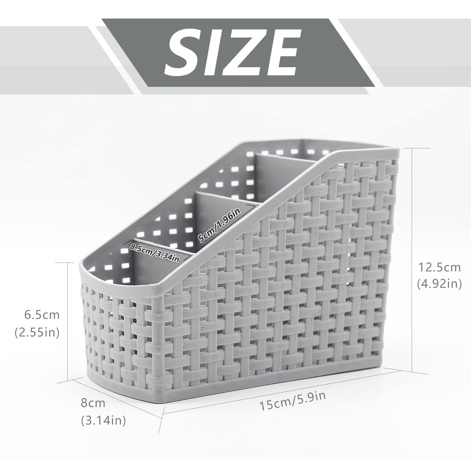 Fai Top 4 Grid Plastic Storage Basket Grey