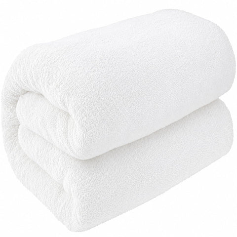 Aaf Textiles Bath Sheets Extra Large Oversized 96 x180 cm in White, 100% Egyptian Cotton Style 515 GSM Shower Towel – Thick and Absorbent