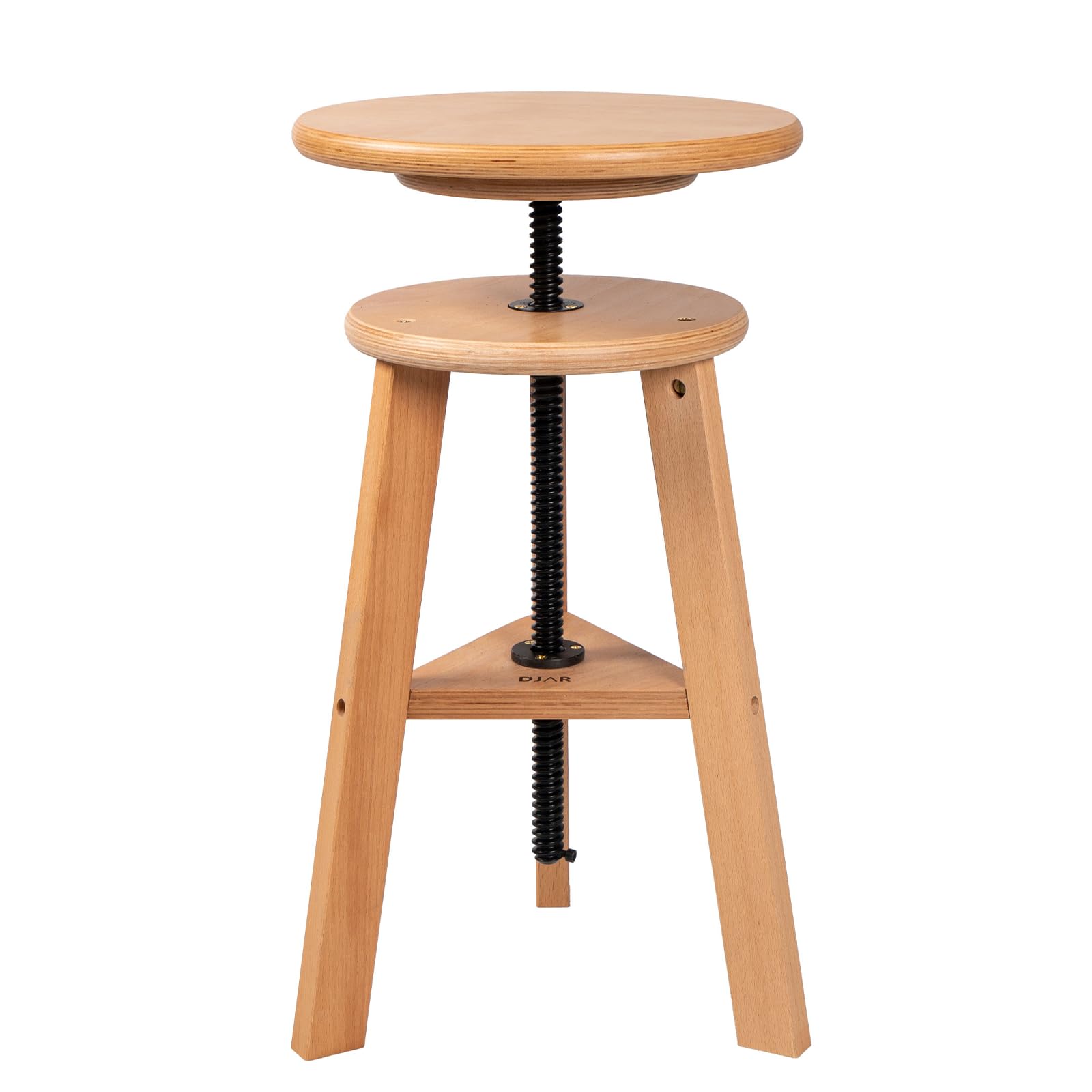 DJAR Wooden Drafting Stool Chair, Adjustable Beech Wood Artist Stool, Swivel Seat 19"-26", Tall Wooden Stool for Studio, Kitchen