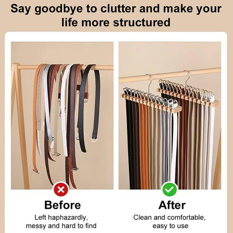 GmeDhc 1Pcs Belt Hanger for Wardrobe, Wooden Belt Storage Rack