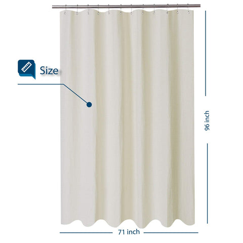Barossa Design Long Waffle Shower Curtain, Height 244 cm, Luxury as in Hotel Spa, 230 g/m², Heavy Waterproof, Machine Washable, Cream, 180 x 244 cm