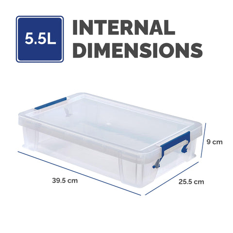 Bankers Box Storage Box 5.5L (5 Pack) - BPA-Free, Stackable Plastic Organizer with Clip-Lock Lid, Impact-Resistant & Fully Recyclable for A4 Papers