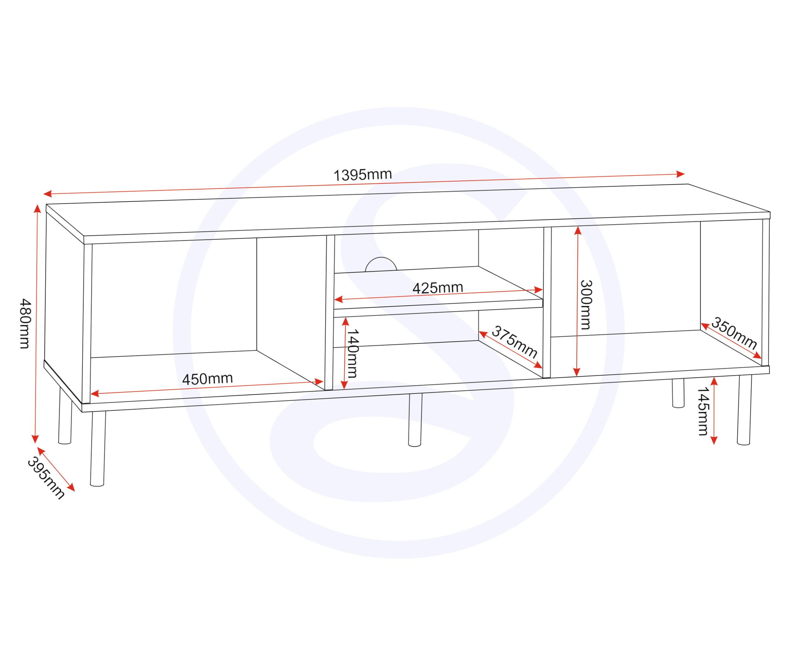 Seconique Leon 2 Door TV Unit in Medium Oak Effect
