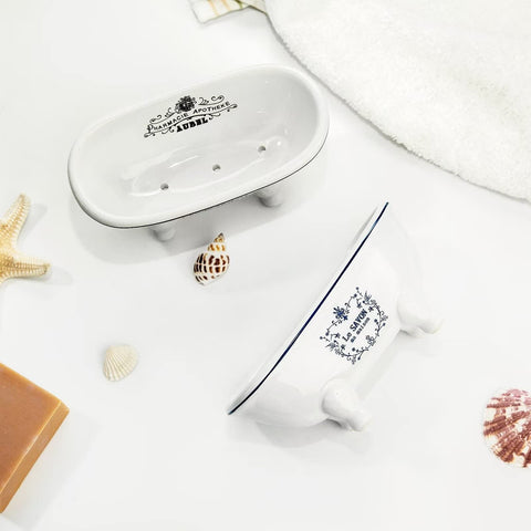 Ceramic Mini Bathtub Soap Dish Decortative Clawfoot Bathroom Soap Dish (Style 01)