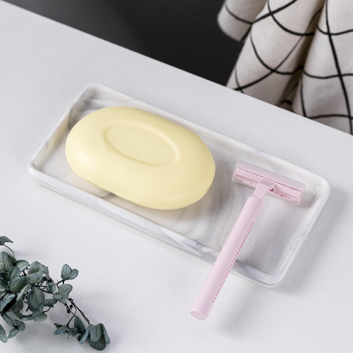 Ceramic trays for cosmetics, jewelry, suitable for organizing dressing tables and bathrooms, trays for toiletries etc (Grey-small)
