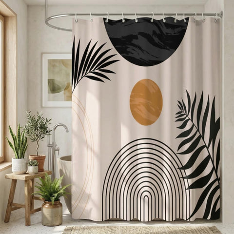 Rohxyzo Abstract Geometric Boho Shower Curtain 180 x 180 cm, Polyester Fabric Shower Curtains for Bathroom Wet Room
