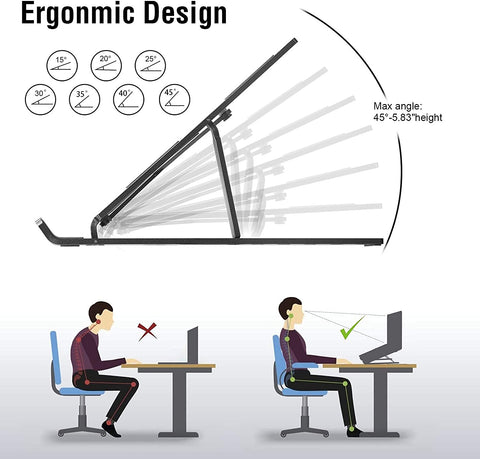OUGEP Laptop Stand For Desk, 8 Levels Height Adjustable Aluminum Laptop Portable, Compatible with MacBook Air/Pro, HP, ASUS, Dell