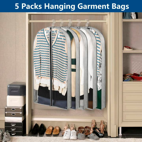 Belinlen 5 Pack 40" Clothes Covers Protector Bags Garment Bags for Clothes
