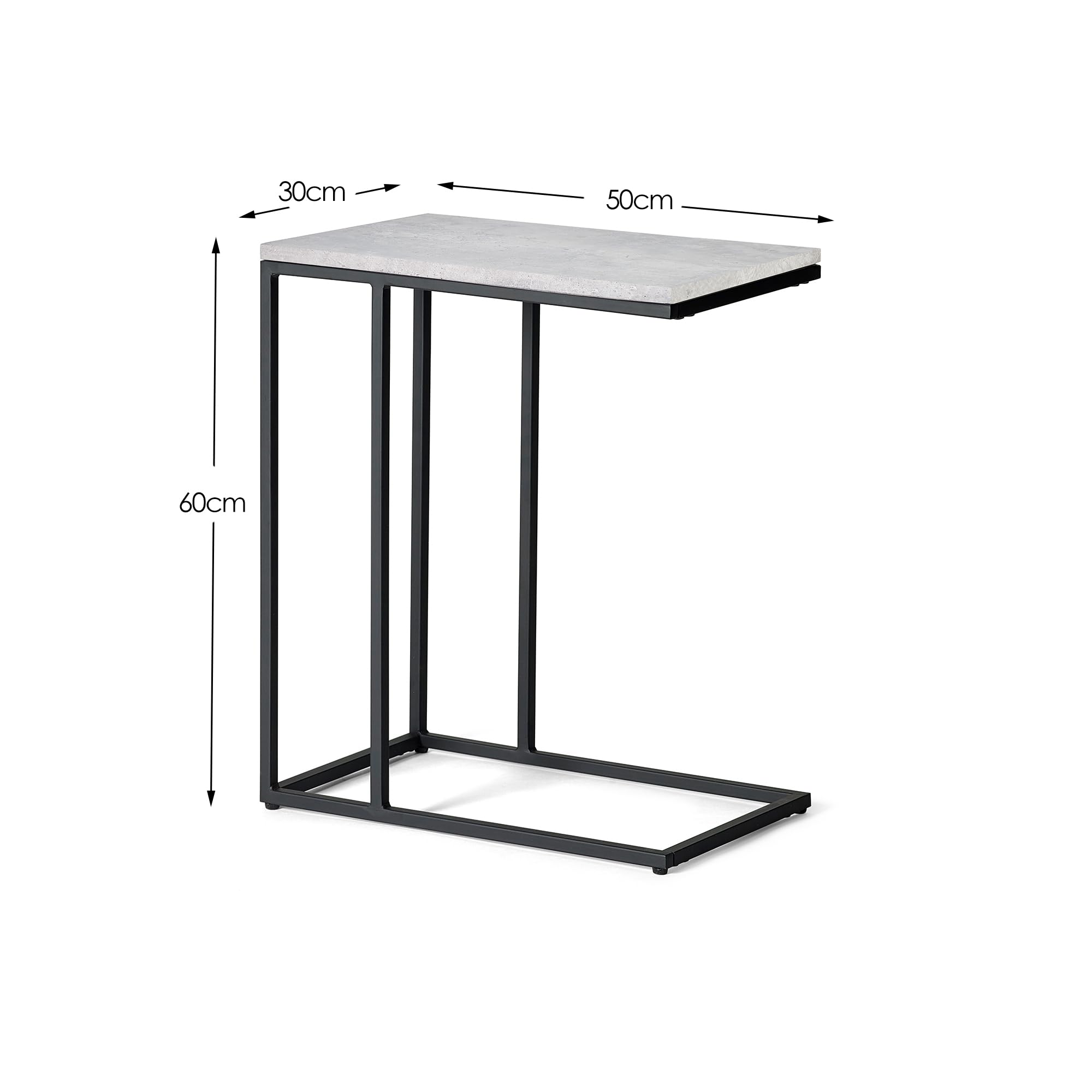 Julian Bowen Staten Drinks Table, Concrete Effect/Black