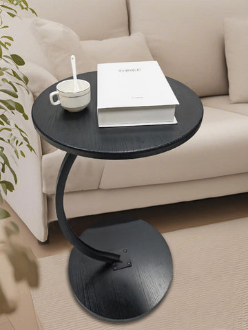 ZOYIZEN Side Table Wooden Black, End Table C-shaped, 40 * 60 CM （Ø*H）
