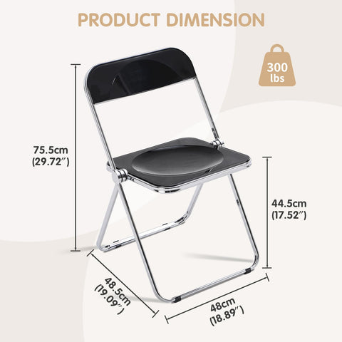 TAO ONE Acrylic Folding Chair Morden Chrome Chair-Black