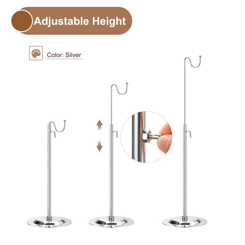sourcing map Purse Display Stand Set 2 Pack Adjustable Tabletop Single Hook Handbag Rack Metal Bag Holder for Retail Boutique Store - Silver
