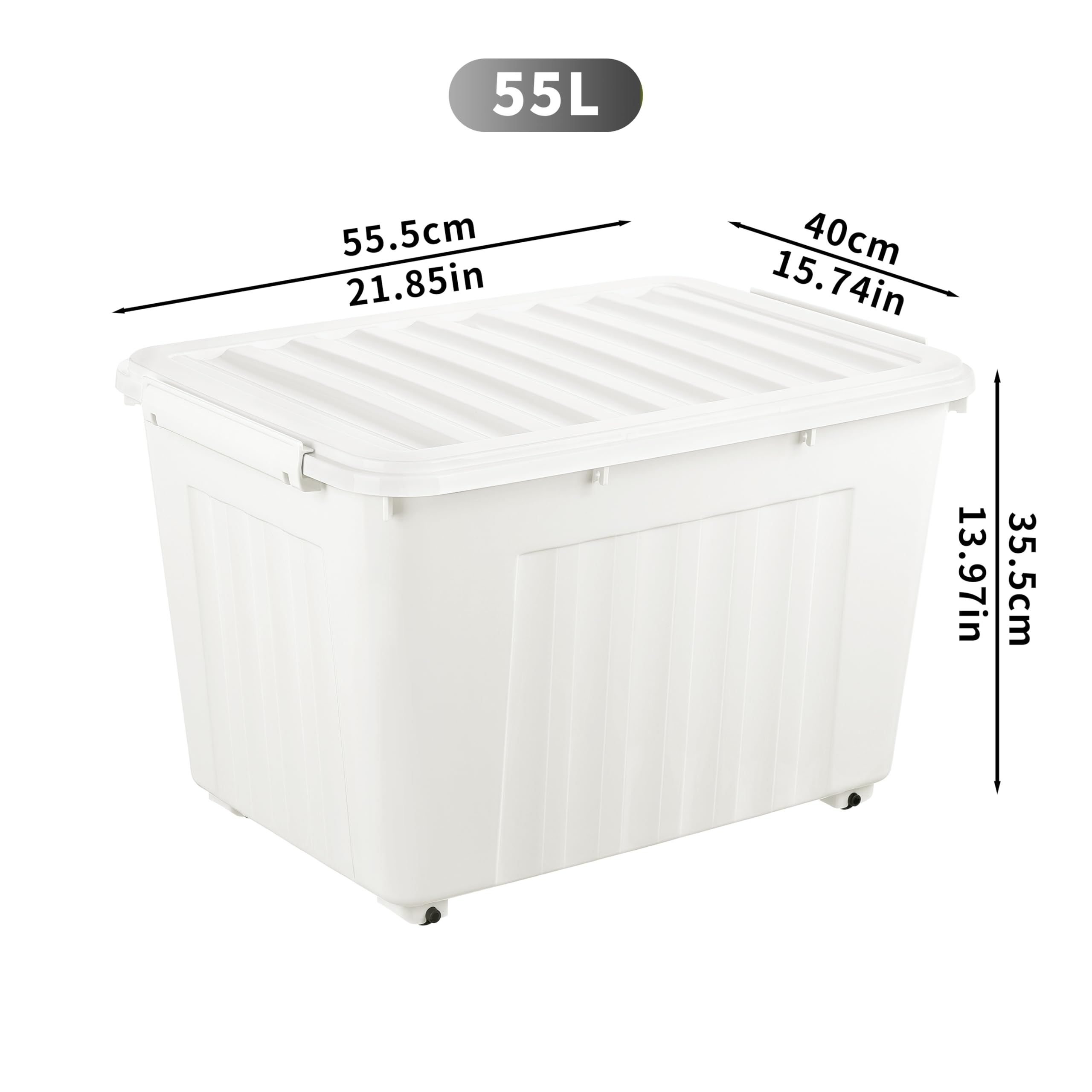 Cetomo 55L*6 Storage Boxes with Lids, Plastic Storage Box with Wheels and Secure Side Latches, Stackable & Nestable Organizer for Home, Office