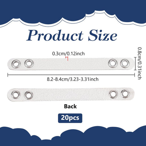 NBEADS 20 Pcs Coat Hanging Chains, Imitation Leather Bag Webbing Straps with Silver Metal Eyelets Durable Coat Loops Hanger Straps for Coats Jackets