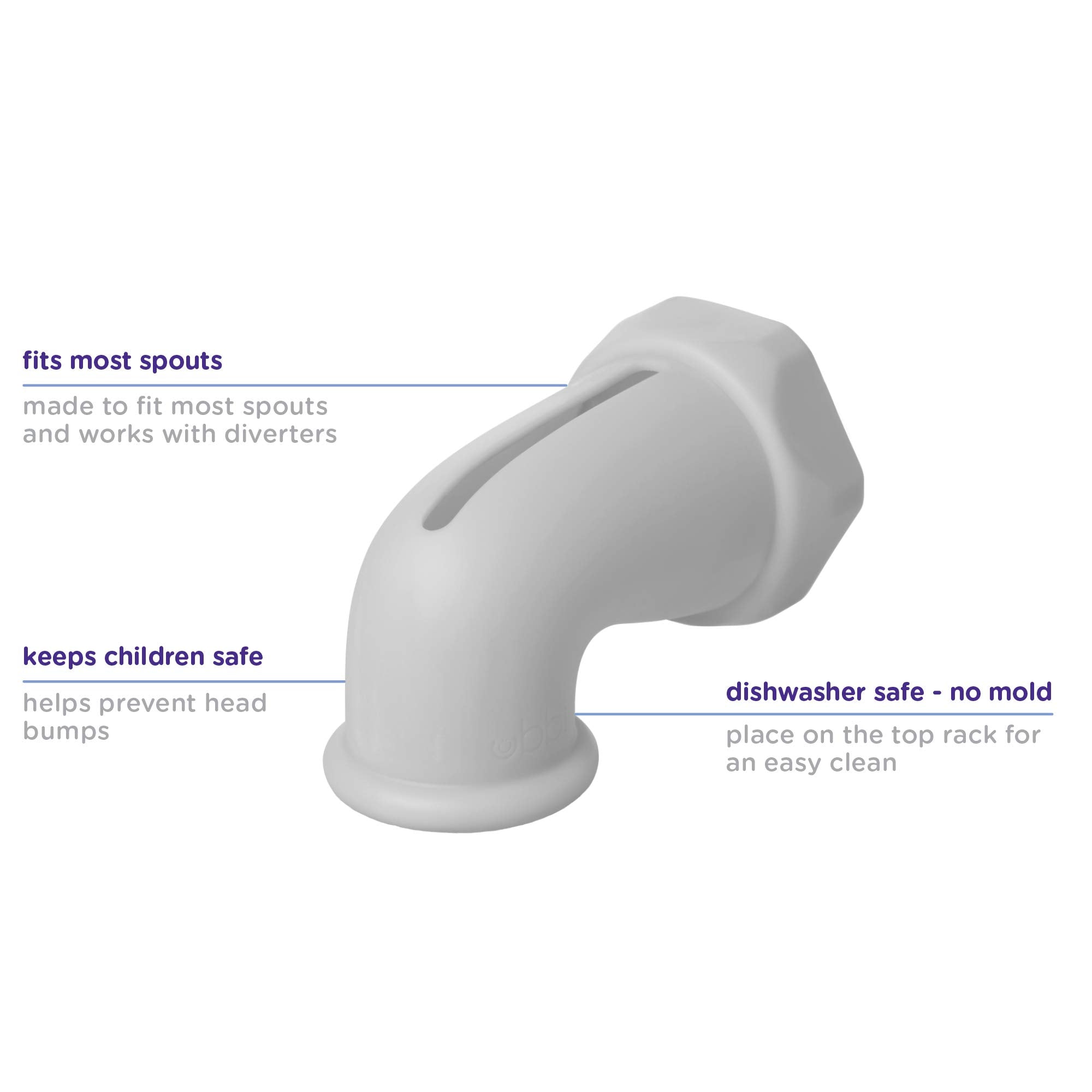 Ubbi Bath Spout Safety Guard, Soft Silicone Spout Cover for Baby Bath Time, Must Have Bath Time Accessory, Grey, Large Tap Protector