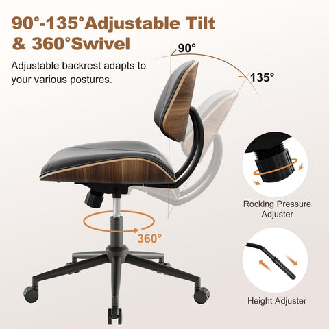 BERYTH Office Chair Comfy Small Ergonomic Office Chair with Wheels Desk Chair Modern Swivel With Adjustable Height Capacity up to 136 kg Study