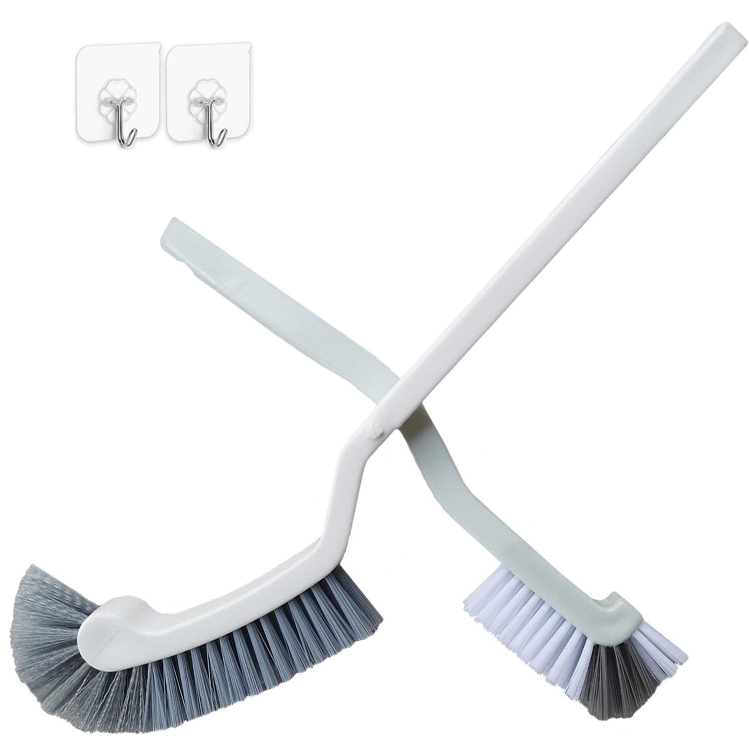 Bathroom Brushes Kitchen Cleaning Brush set Toilet bowl Brush Scrub Brush Home Cleaner Floor Stiff Bristles with Adhesive Hooks Plastic handle