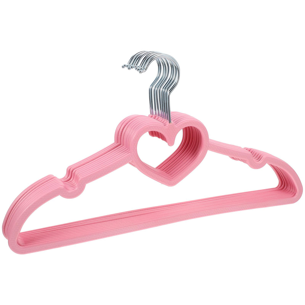IMIKEYA 10 Pack Children Coat Hangers Non Slip Pink Cloth Hangers for Baby Toddler Kids Heart Pattern Plastic for Shirt Trousers Tie Space-Saving
