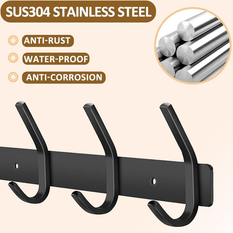 JOLY FANG Coat Hooks Wall Mounted - 2 Packs Wall Coat Rack Stainless Steel with 4 Hooks, Modern Wall Coat Hanger for Bedroom, Kitchen & Entryway