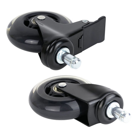HMF 5-Pack Hard Floor Swivel Castors with Brake | 11 mm, Polyurethane, 75 mm, Black