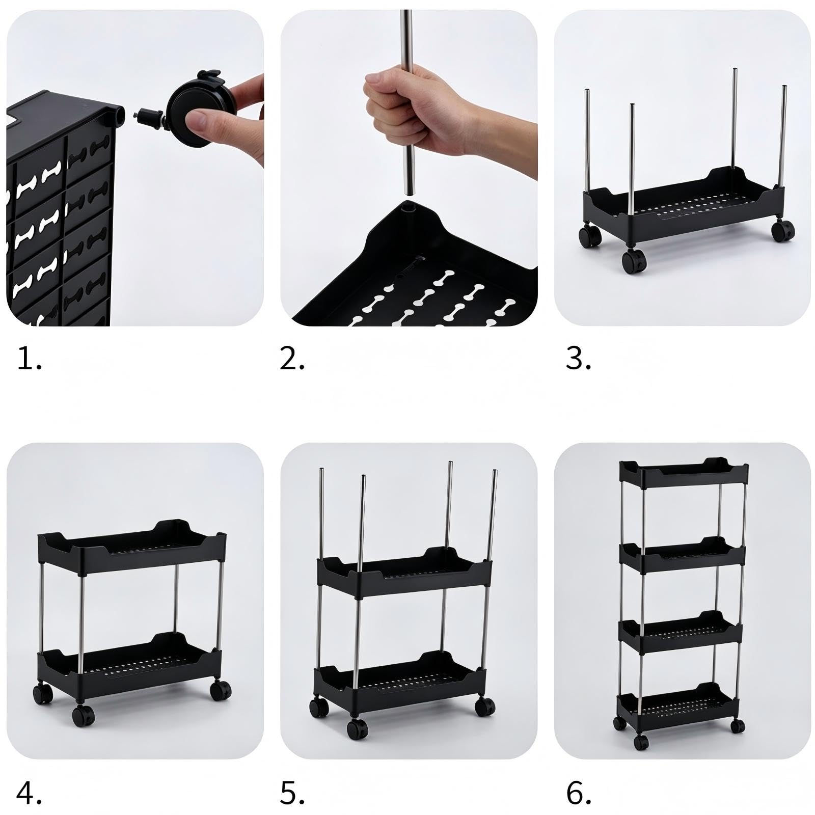 Multibao 3 Tier Slim Slide Out Kitchen Trolley Rack Holder Storage Shelf Organiser with Wheels for Small Spaces Bathroom Kitchen Laundryroom Bedroom