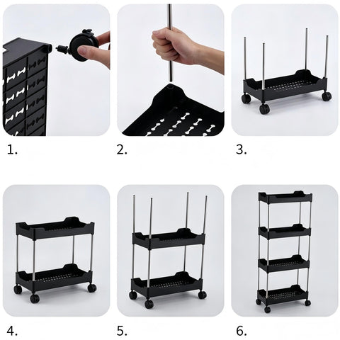 Multibao 4 Tier Slim Slide Out Kitchen Trolley Rack Holder Storage Shelf Organiser with Wheels for Small Spaces Bathroom Kitchen Laundryroom Bedroom