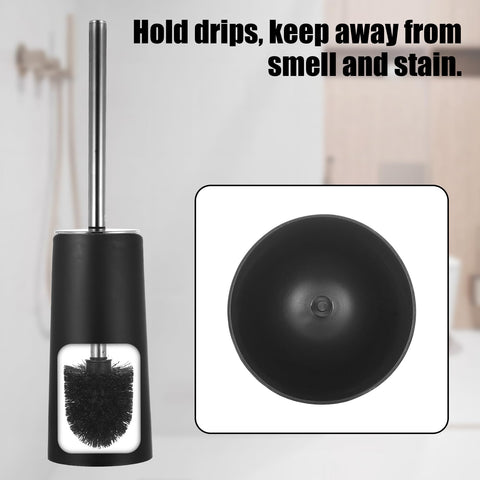 Zhujiehigh 1 Set Soft Silicone Toilet Brush & Holder with Steel Lid