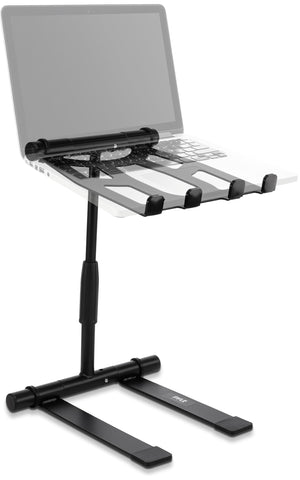 Pyle Single Tray Laptop Stand Adjustable Height Foldable Desk Riser Ergonomic Portable Support for Tablet MacBook DJ Mixer